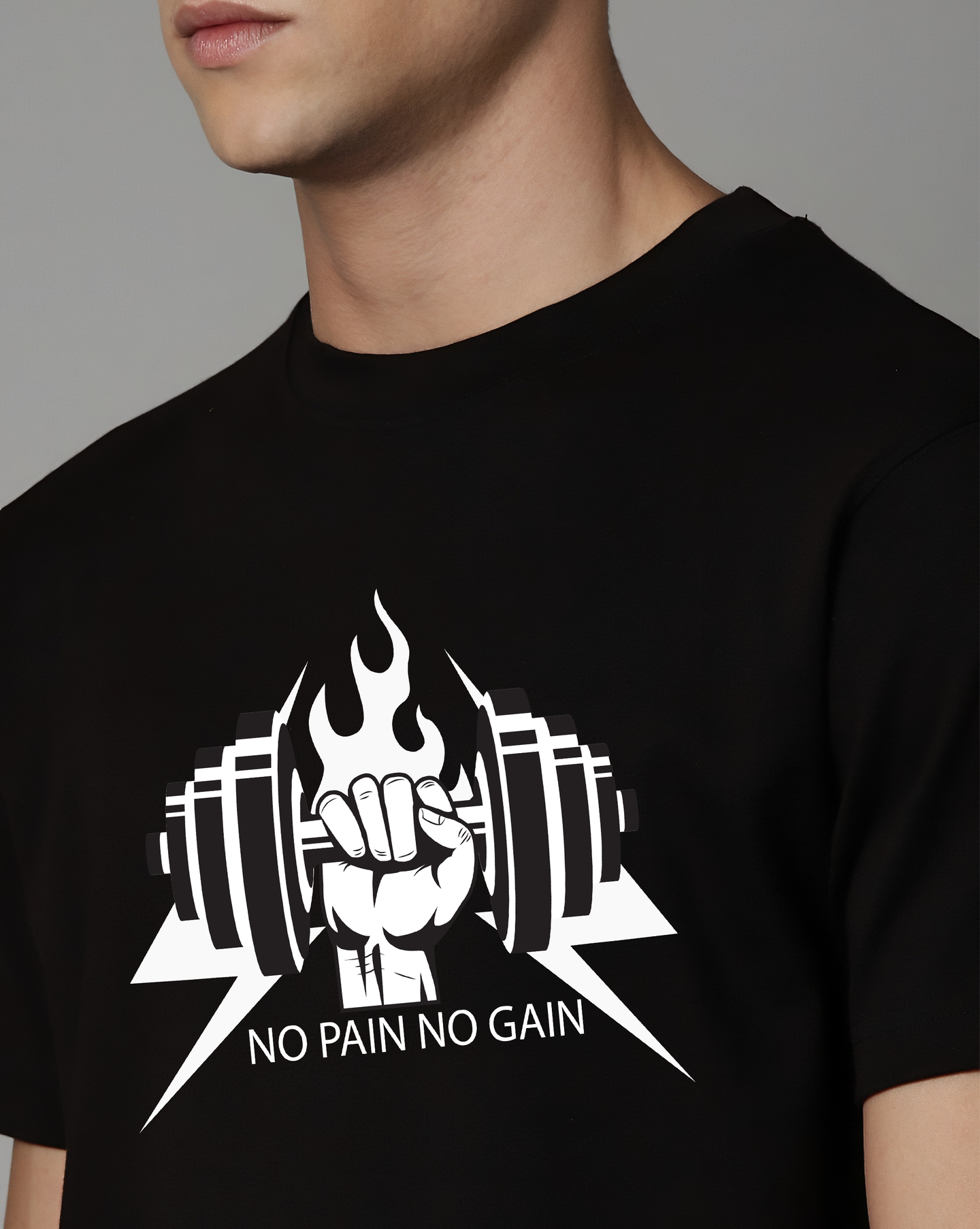 Urban Drip "No Pain No Gain" T-Shirt – Pure Cotton, Regular Fit, Motivational Gym Wear for Men & Women
